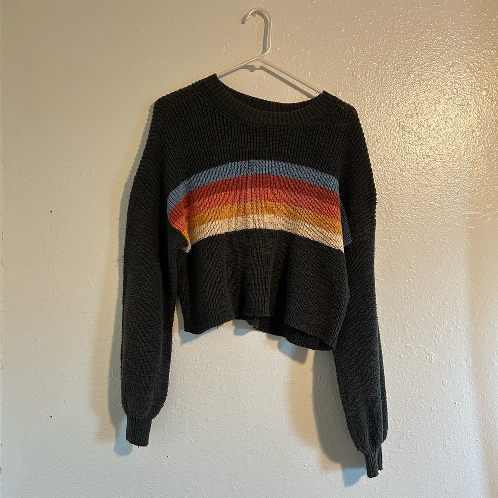 American Eagle Outfitters Black Sweater with Colorful Stripes